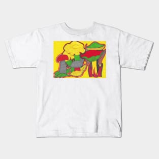 Mushrooms on Yellow Kids T-Shirt